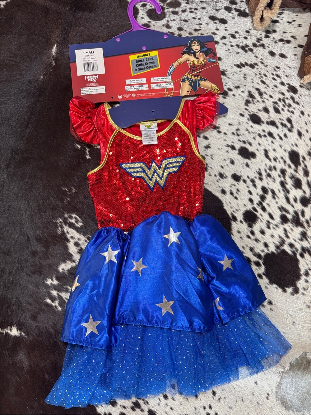Wonder Woman Inspired Red & Blue Sequin Kids Superhero Costume Dress